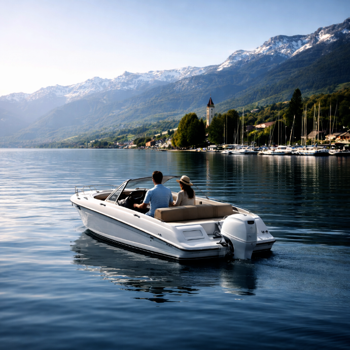 Electric boat in Swiss lake